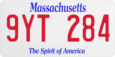 MA license plate 9YT284