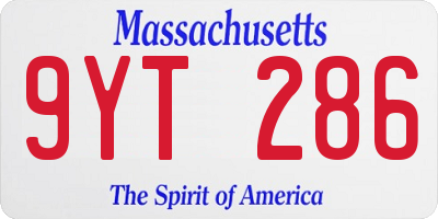 MA license plate 9YT286