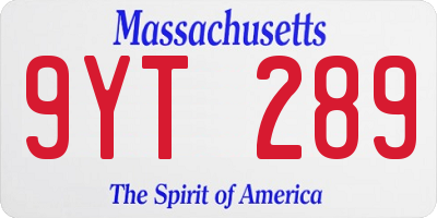 MA license plate 9YT289