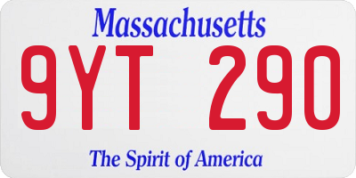 MA license plate 9YT290
