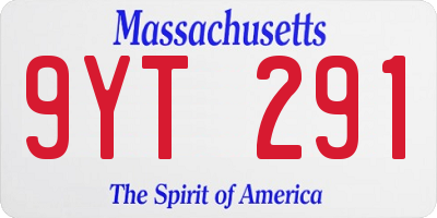 MA license plate 9YT291