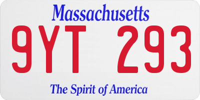 MA license plate 9YT293