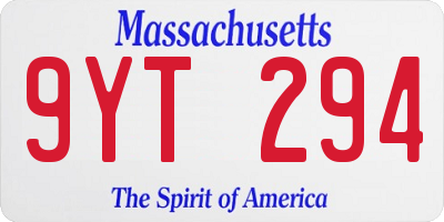 MA license plate 9YT294