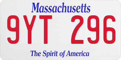 MA license plate 9YT296