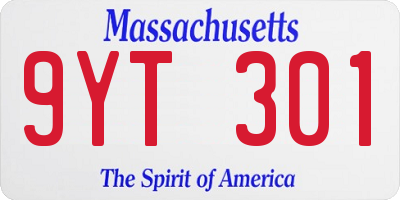 MA license plate 9YT301