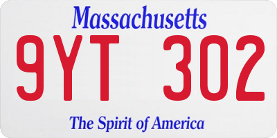 MA license plate 9YT302