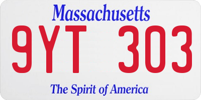 MA license plate 9YT303