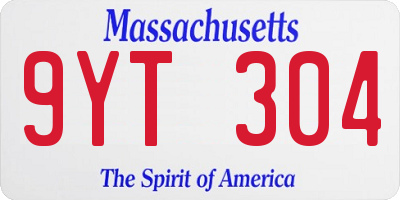 MA license plate 9YT304
