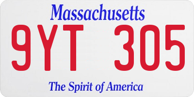 MA license plate 9YT305