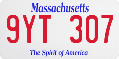 MA license plate 9YT307