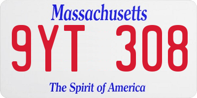 MA license plate 9YT308