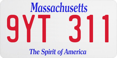 MA license plate 9YT311
