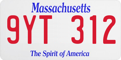 MA license plate 9YT312