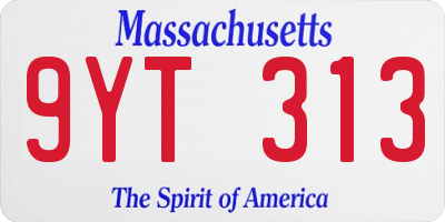 MA license plate 9YT313