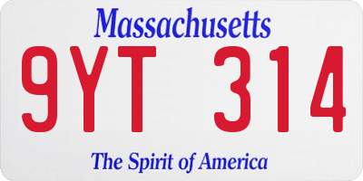 MA license plate 9YT314