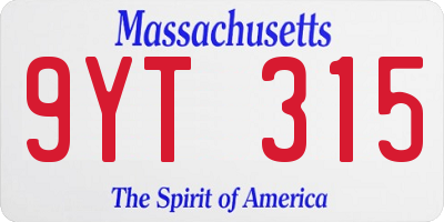 MA license plate 9YT315
