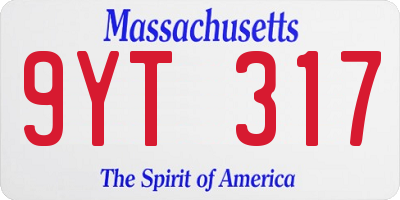 MA license plate 9YT317