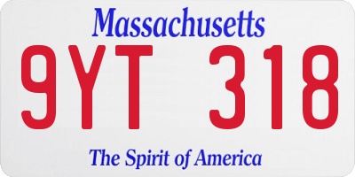 MA license plate 9YT318
