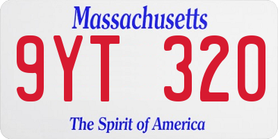 MA license plate 9YT320