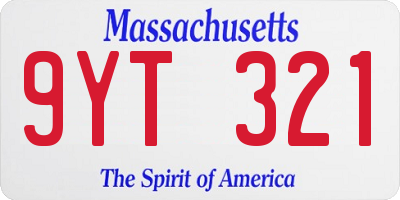 MA license plate 9YT321