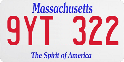 MA license plate 9YT322