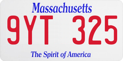 MA license plate 9YT325