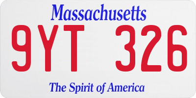MA license plate 9YT326