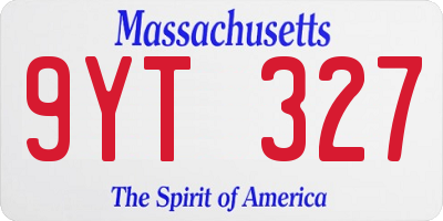 MA license plate 9YT327