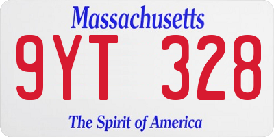 MA license plate 9YT328
