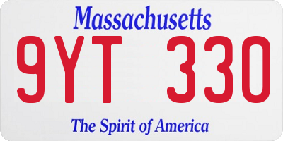 MA license plate 9YT330