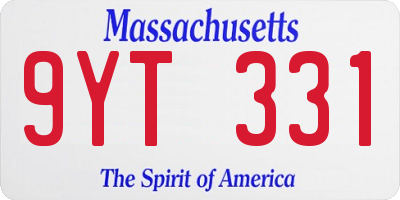 MA license plate 9YT331