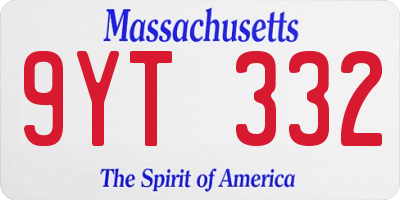 MA license plate 9YT332