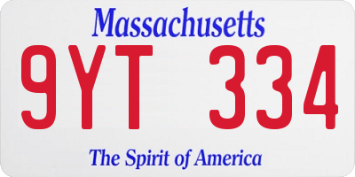 MA license plate 9YT334