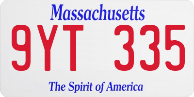 MA license plate 9YT335