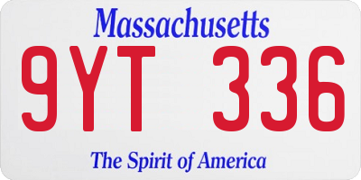 MA license plate 9YT336