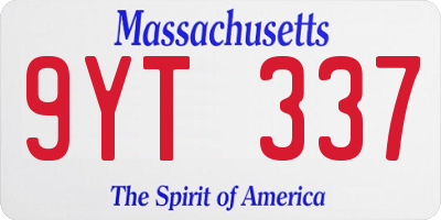 MA license plate 9YT337