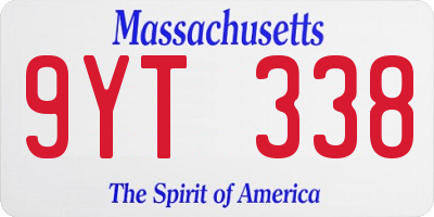 MA license plate 9YT338