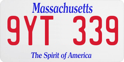 MA license plate 9YT339