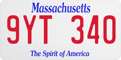 MA license plate 9YT340