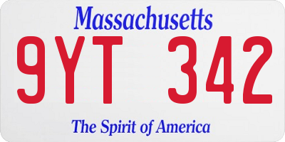 MA license plate 9YT342