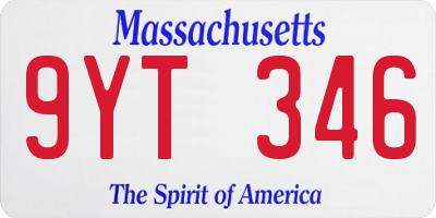 MA license plate 9YT346