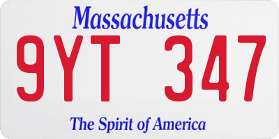 MA license plate 9YT347