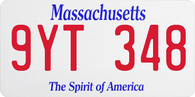 MA license plate 9YT348