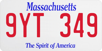 MA license plate 9YT349