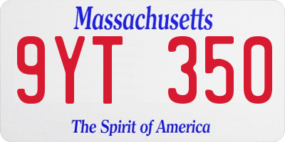 MA license plate 9YT350
