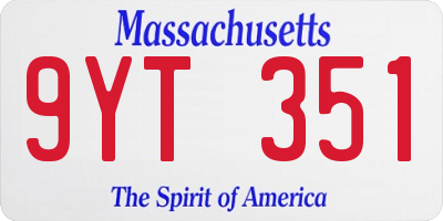 MA license plate 9YT351