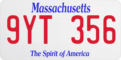 MA license plate 9YT356