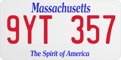 MA license plate 9YT357