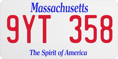 MA license plate 9YT358
