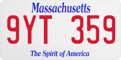 MA license plate 9YT359